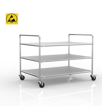 Antistatic shelf trolley with three shelves, 24040236 - 1