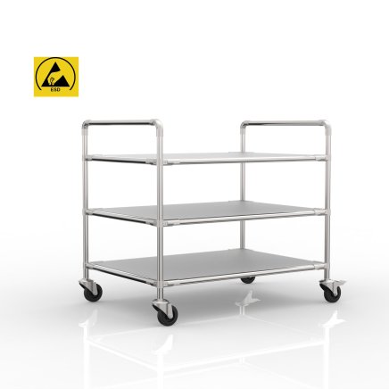Antistatic shelf trolley with three shelves, 24040235
