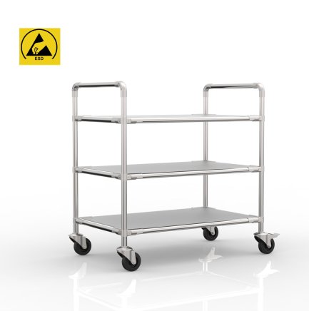 Antistatic shelf trolley with three shelves, 24040233 (4 models)