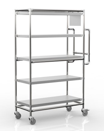 Crate rack trolley with five straight shelves, SPS10040 (2 models)