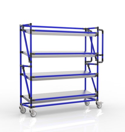Shelving trolley for crates with 1300 mm wide inclined shelves, SP130304 (4 models)