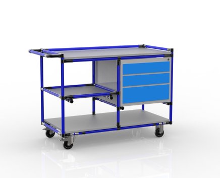 Tailor-made tubular system workshop trolley with container 22082105