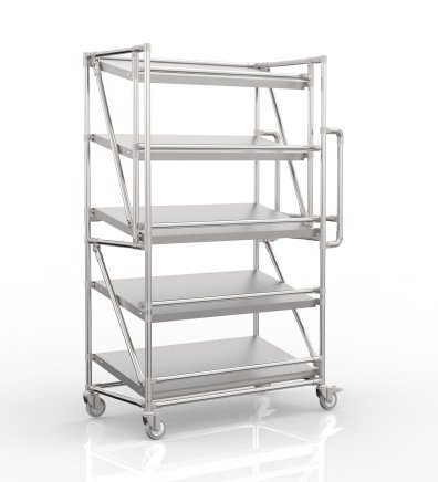 Shelving trolley for crates with inclined shelves SP100_50_40