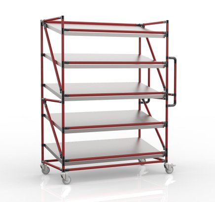 Shelving trolley for crates with inclined shelves 1300 mm wide, SP13060