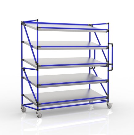 Shelving trolley for crates with inclined shelves 1700 mm wide, SP17060