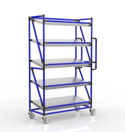 Shelving trolley for crates with 1000 mm wide inclined shelves, SP10040 (4 models)