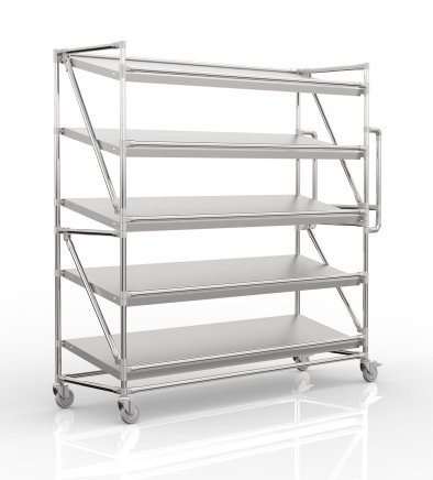 Shelving trolley for crates with 1700 mm wide inclined shelves, SP17040 (3 models)