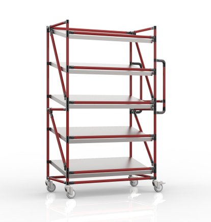 Shelving trolley for crates with inclined shelves 1000 x 500 mm, SP10050