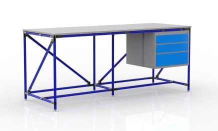 Workshop table with container with three drawers width 2000 mm, 240405315