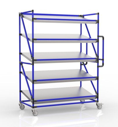 Shelving trolley for crates with inclined shelves 1300 mm wide, SP13060