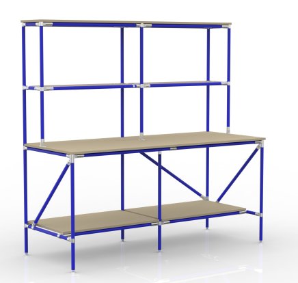 Packing table with storage space from pipe system 24020580