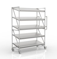 Shelving trolley for crates with slanted shelves 1300 mm wide, SP13050
