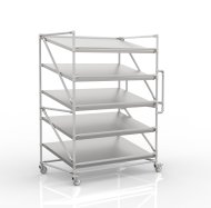 Shelving trolley for crates with slanted shelves 1300 mm wide, SP13080