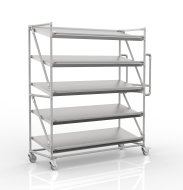 Shelving trolley for crates with inclined shelves 1500 mm wide, SP15050
