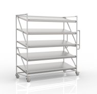Shelving trolley for crates with inclined shelves 1700 mm wide, SP17060