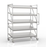 Shelving trolley for crates with inclined shelves 1300 mm wide, SP13060