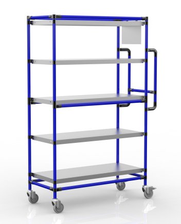 Crate rack trolley with five straight shelves, SPS10040 (2 models) - 3