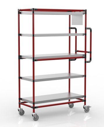 Crate rack trolley with five straight shelves, SPS10040 (2 models) - 2