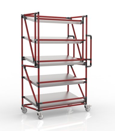 Shelving trolley for crates with inclined shelves SP100_50_40 - 2