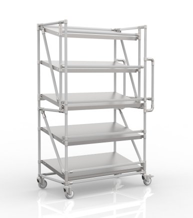 Shelving trolley for crates with inclined shelves SP100_50_40 - 1