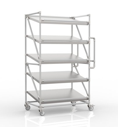Shelving trolley for crates with inclined shelves 1000 x 600 mm, SP10060