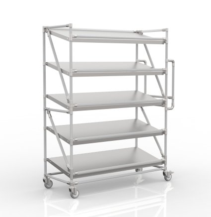 Shelving trolley for crates with slanted shelves 1300 mm wide, SP13050 - 1