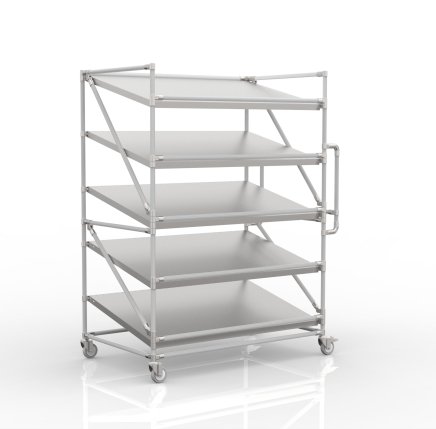 Shelving trolley for crates with slanted shelves 1300 mm wide, SP13080 - 1