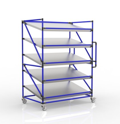 Shelving trolley for crates with slanted shelves 1300 mm wide, SP13080 - 3