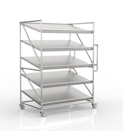 Shelving trolley for crates with slanted shelves 1300 mm wide, SP13080 - 4