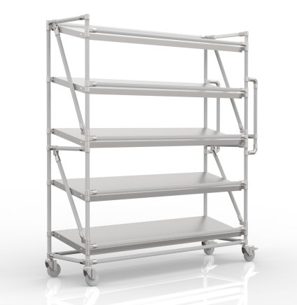 Shelving trolley for crates with 1500 mm wide inclined shelves, SP15040 (3 models) - 1