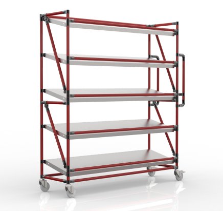 Shelving trolley for crates with 1500 mm wide inclined shelves, SP15040 (3 models) - 2