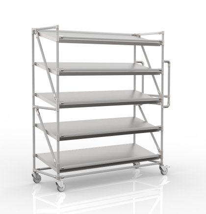 Shelving trolley for crates with inclined shelves 1500 mm wide, SP15050 - 1