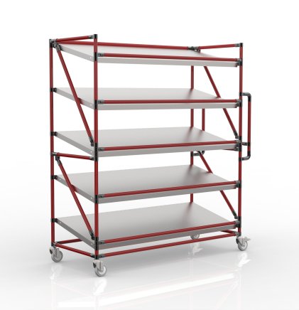 Shelving trolley for crates with inclined shelves 1500 mm wide, SP15060 - 2