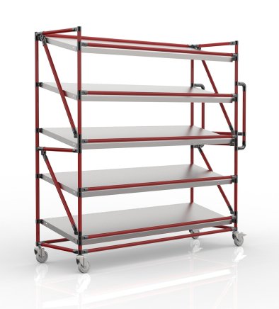 Shelving trolley for crates with 1700 mm wide inclined shelves, SP17040 (3 models) - 2