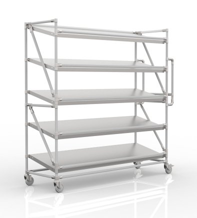 Shelving trolley for crates with 1700 mm wide inclined shelves, SP17040 (3 models) - 1