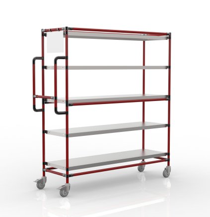 Crate rack trolley with 5 straight shelves, SPS15040 - 2