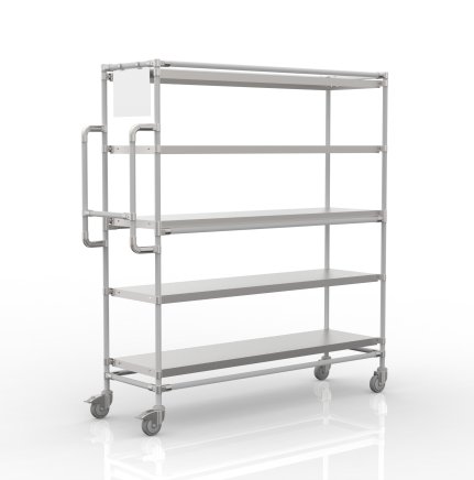 Crate rack trolley with 5 straight shelves, SPS15040 - 1