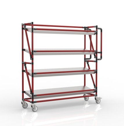 Shelving trolley for crates with 1300 mm wide inclined shelves, SP130304 (4 models) - 2
