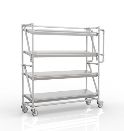 Shelving trolley for crates with 1300 mm wide inclined shelves, SP130304 (4 models) - 1