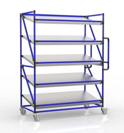 Shelving trolley for crates with inclined shelves 1300 mm wide, SP13060 - 3