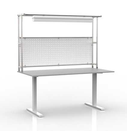 Electrically height-adjustable table with extension and perforated panel 24031130 - 4