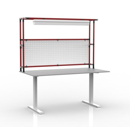 Electrically height-adjustable table with extension and perforated panel 24031130 - 2