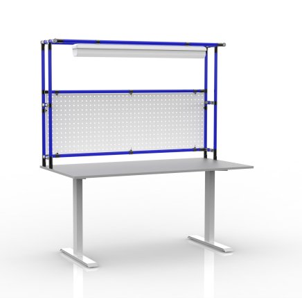 Electrically height-adjustable table with extension and perforated panel 24031130 - 3