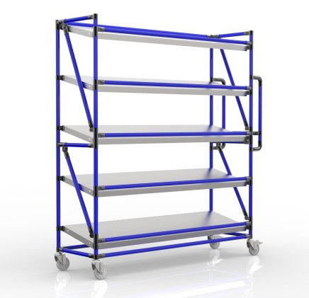 Shelving trolley for crates with 1500 mm wide inclined shelves, SP15040 (3 models)