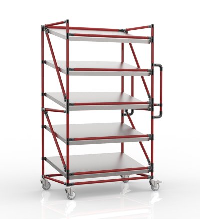 Shelving trolley for crates with inclined shelves 1000 x 600 mm, SP10060