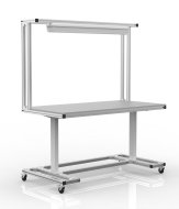 Height-adjustable electric table made of aluminum profiles with wheels, width 1600 mm,  24030731
