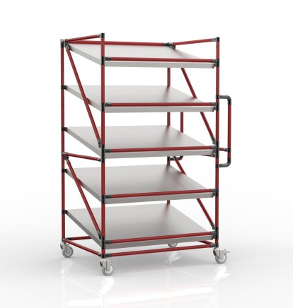 Shelving trolley for crates with inclined shelves 1000 x 800 mm, SP10080